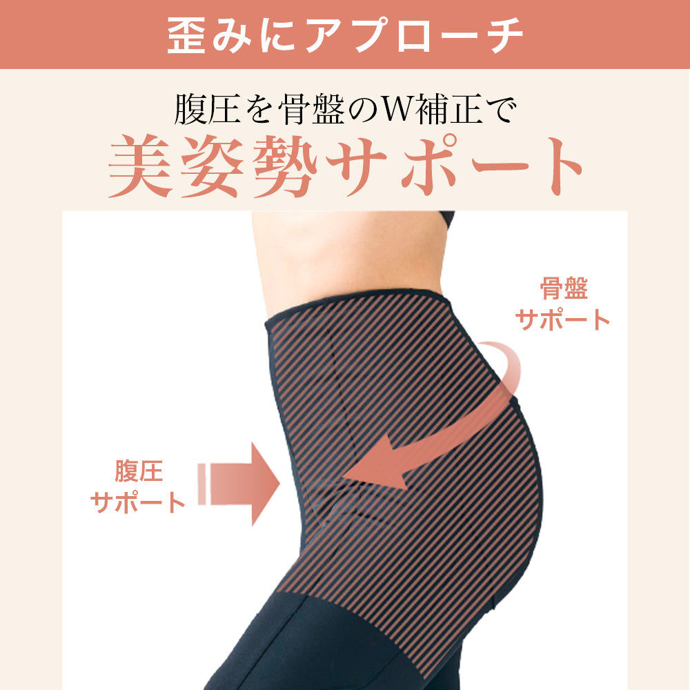 【ココロラボ-Coco6lab-】BLOOMLuXEの日本製、ココロラボの『エステレギンス』腹圧を骨盤とのW補正で美姿勢をサポート。履くだけで日常生活での『ながら下半身エステ』実現!ポケット付きでデイリー向き。